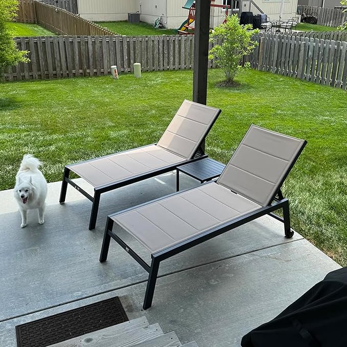 PURPLE LEAF Extra Large Outdoor Chaise Lounge 2 Pieces Aluminum Patio Lounge