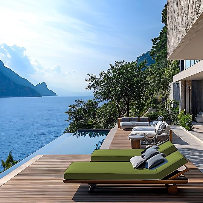 Outdoor Chaise Lounge Cushions for Patio, Waterproof Replacement Seat Cushions
