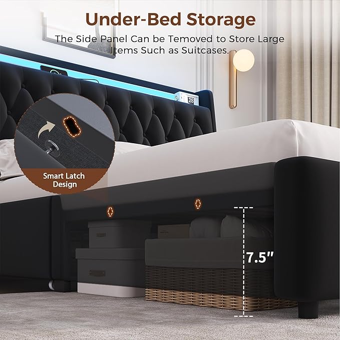 Queen LED Velvet Bed Frame
