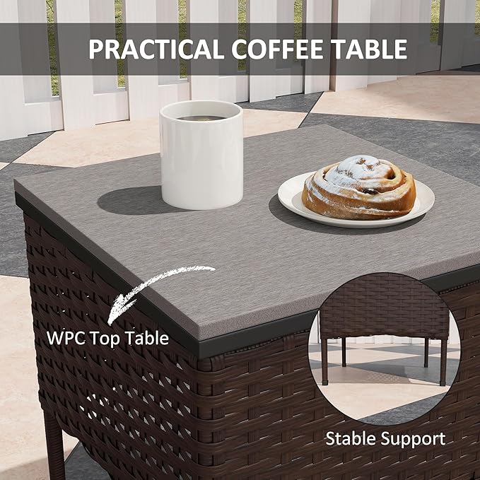 Outsunny 3 Piece Wicker Patio Furniture Set, PE Rattan Rocking Chairs