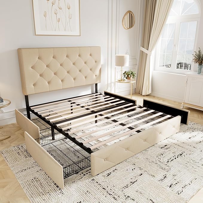 Allewie Upholstered Full Size Platform Bed Frame