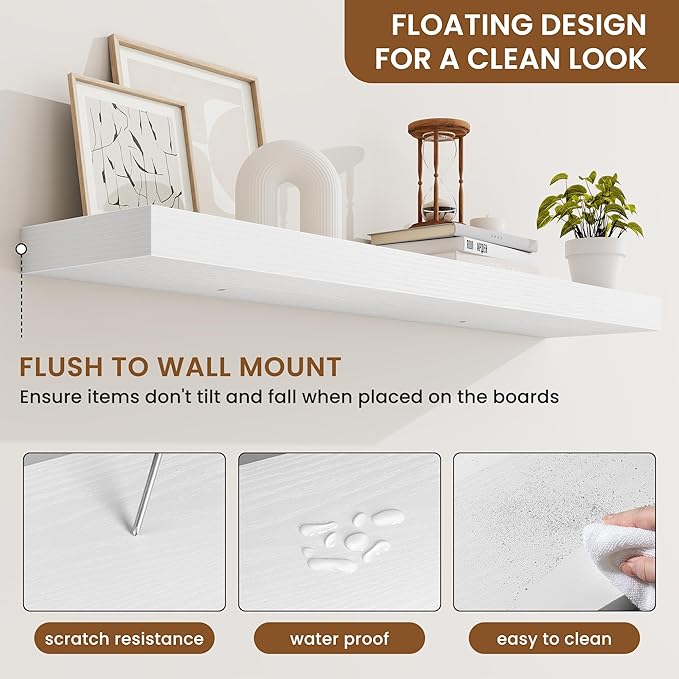fuqing Floating Shelves for Wall, Wall Mounted Wood Floating Shelf