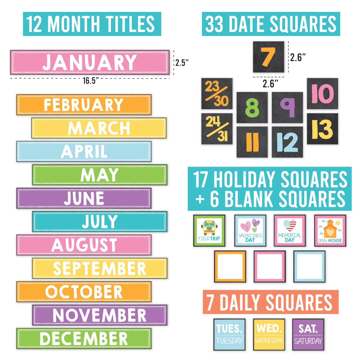 Hadley Designs Classroom Calendar Set Bulletin Board Decorations - Chalkboard School Calendar for Classroom Decor, Kindergarten Preschool Elementary Teacher Must Haves, Homeschool & Daycare Essentials