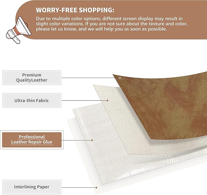 ONine Leather Repair Patch，Self-Adhesive Couch Patch，Multicolor Available