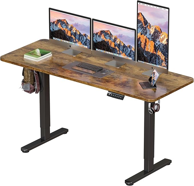 BIZUM Electric Standing Desk 63 x 24 Inch Computer Desk-Gaming Desk Rustic