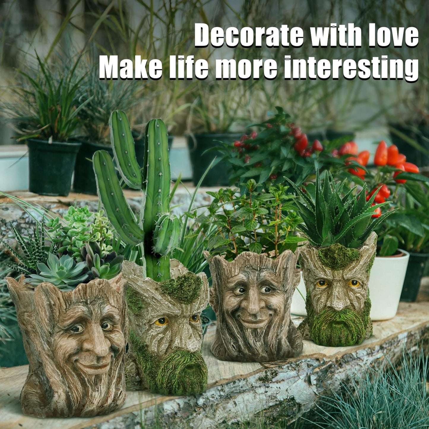 vomiceak Face Planter with Funny Smile - Unique Head Planters for Indoor Outdoor Plants with Drainage Hole, Cute Plant Pots for Succulents, Creative Flower Pots as Gifts for Women and Men (Brown Man)