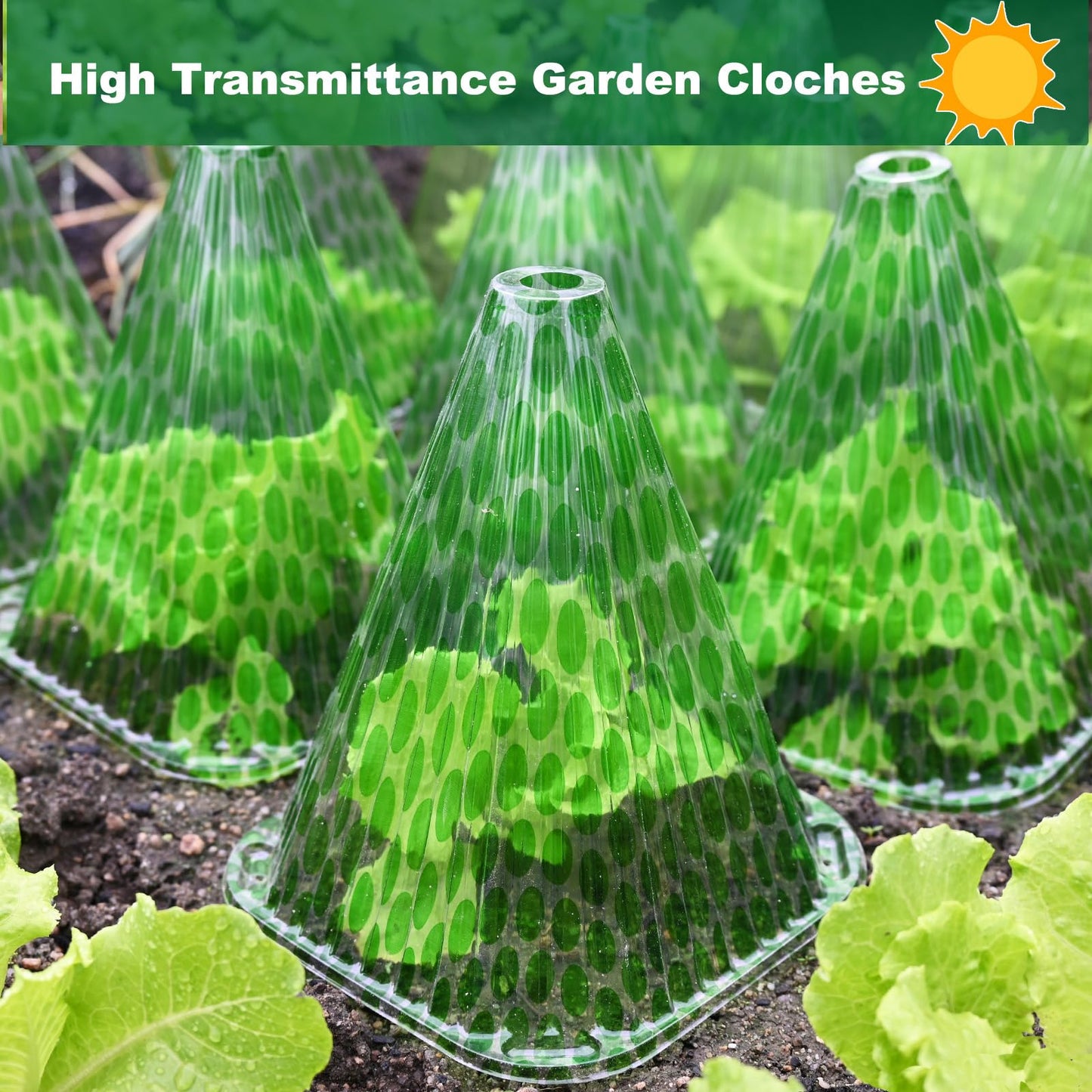 Fshow Garden Cloches,20 Pack Reusable Plant Bell Cover,Bell Jar Cloches for Protection Against Sun, Frost, Snails Etc. (Dark Green)