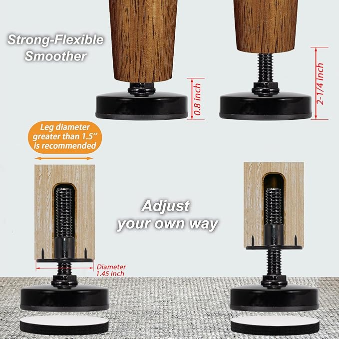 NEWBYTEK 3/8-16 Adjustable Leveling Feet Heavy Duty