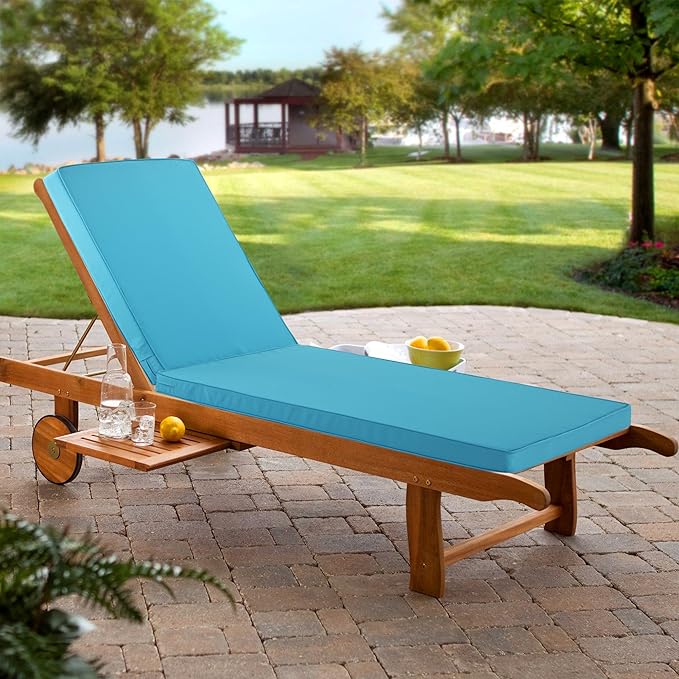 Chaise Lounge Cushion Outdoor, Waterproof and Stain-Resistant Lounge Deck