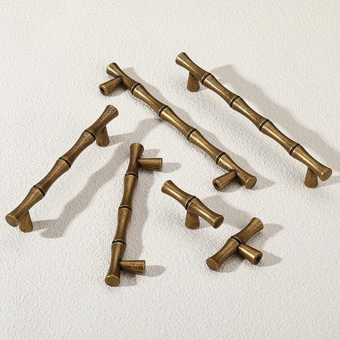 6Pcs Bamboo Shape Zinc Alloy Cabinet Knobs Handles pulls, Dresser Drawer