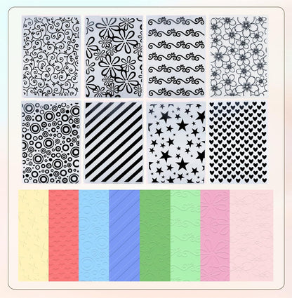 8 Pcs Embossing Folders,Embossing Folders for Card Making,Plastic Paper Card Stencils for Crafts Scrapbook Photo Album DIY,"5.8 x 4.1"(Elegant Style）
