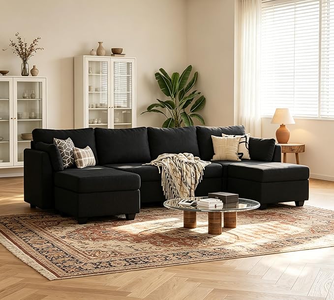 Huatean Home 114.17" Modular Sectional Sofa, 6 Seat Sectional Couches