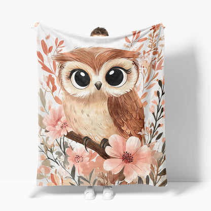 Owl Blanket Cute Animal Floral Fleece Owls Throw Blanket Super Soft Warm Cozy Fuzzy Plush Owl Blanket Gifts for Men Women Girls Boys Kids Teens Room Decor 40"X50"