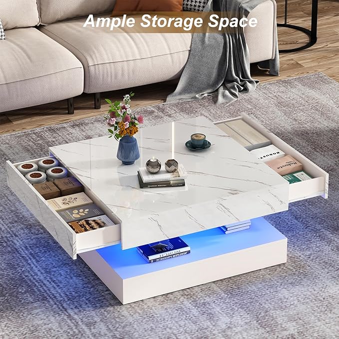 jiteentarou 33.9 Inch Modern LED Coffee Table