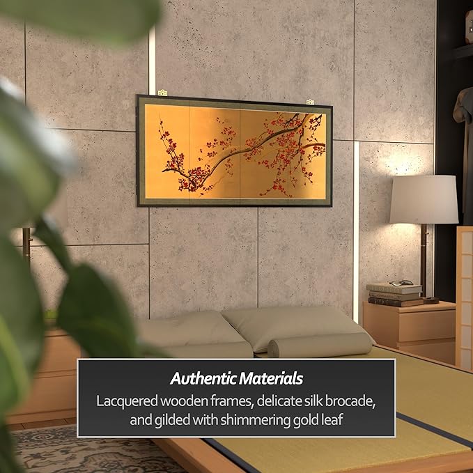 Oriental Furniture Plum Tree on Gold Leaf