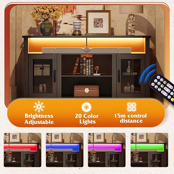WLIVE Farmhouse TV Stand for 65 Inch TV, Tall Entertainment Center
