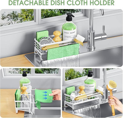 Self-Draining Kitchen Sink Caddy, Rustproof Non-Slip Sponge Holder