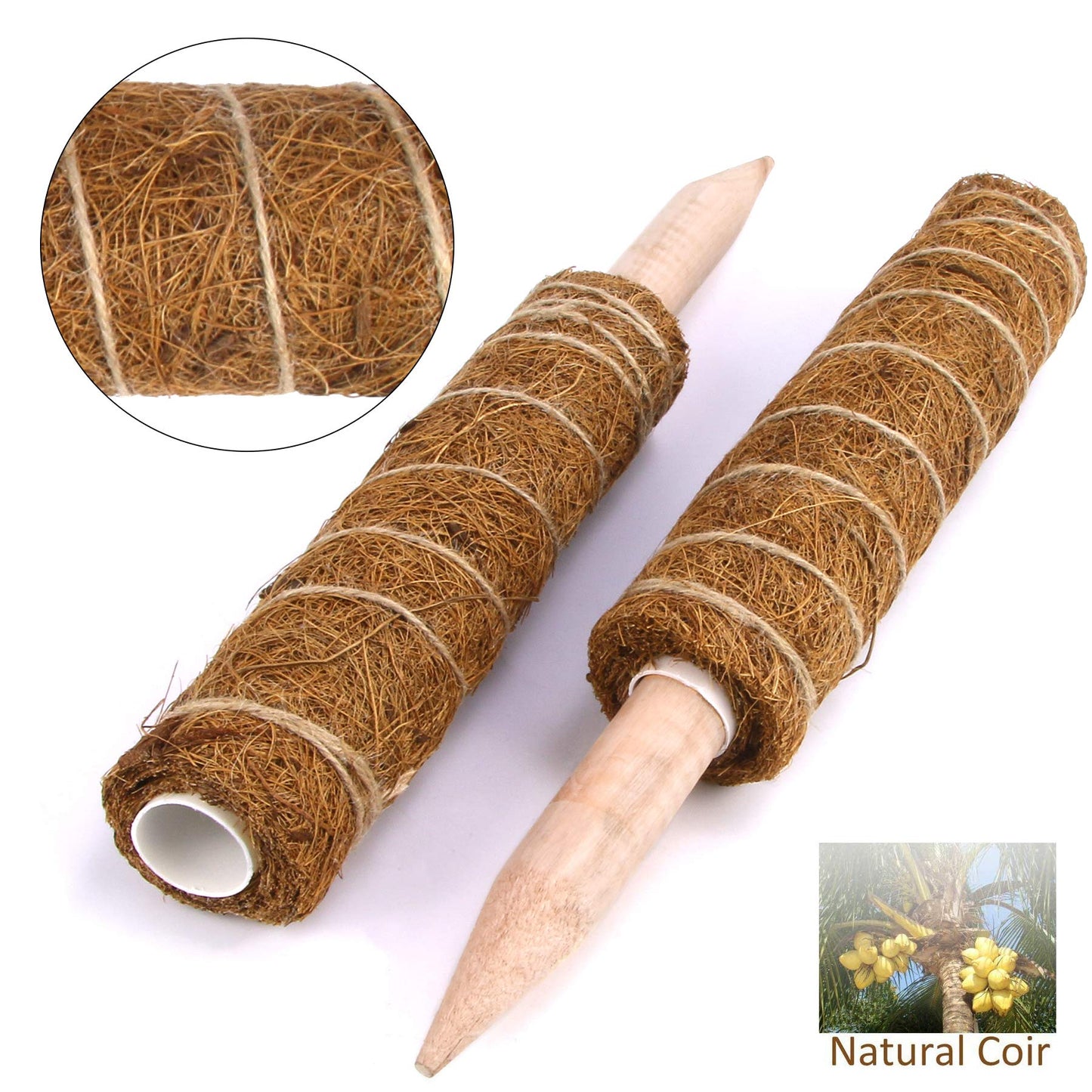 Moss Pole, Augshy 48 Inch Moss Poles - 4Pcs 12 Inch Coir Totem Poles Moss Climbing Sticks for Indoor Creepers Plant Support Extension