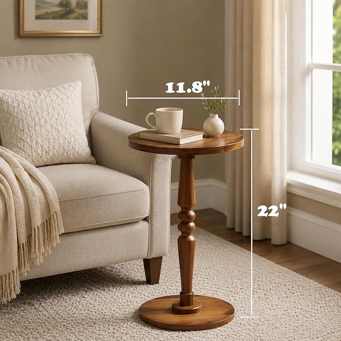 Small Wooden Round Side Table