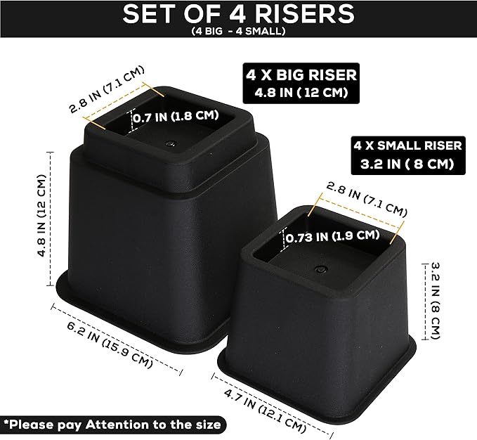 Utopia Bedding Bed Riser, 3 & 5 Inches Adjustable Furniture Risers