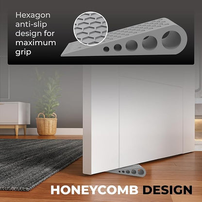 Door Stoppers for Bottom of Door Premium Floor Rubber Door Stop Wedge Made in USA Heavy Duty Honeycomb Design for Carpet, Tile, Ideal for Home, School, Commercial,Black 3 Pack