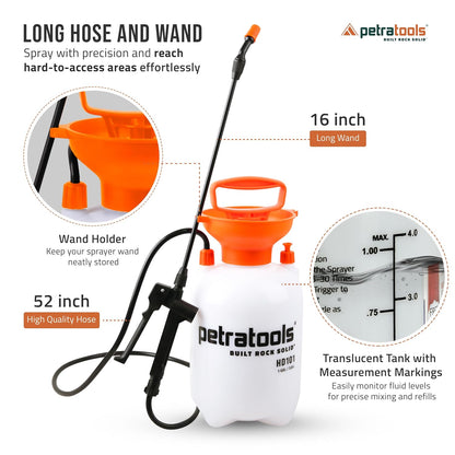 PetraMax Lockdown Sticky Mulch Glue (1 Gal) for Landscaping Bundle with HD101 1 Gallon Pump Garden Sprayer for Easy Hold Landscape