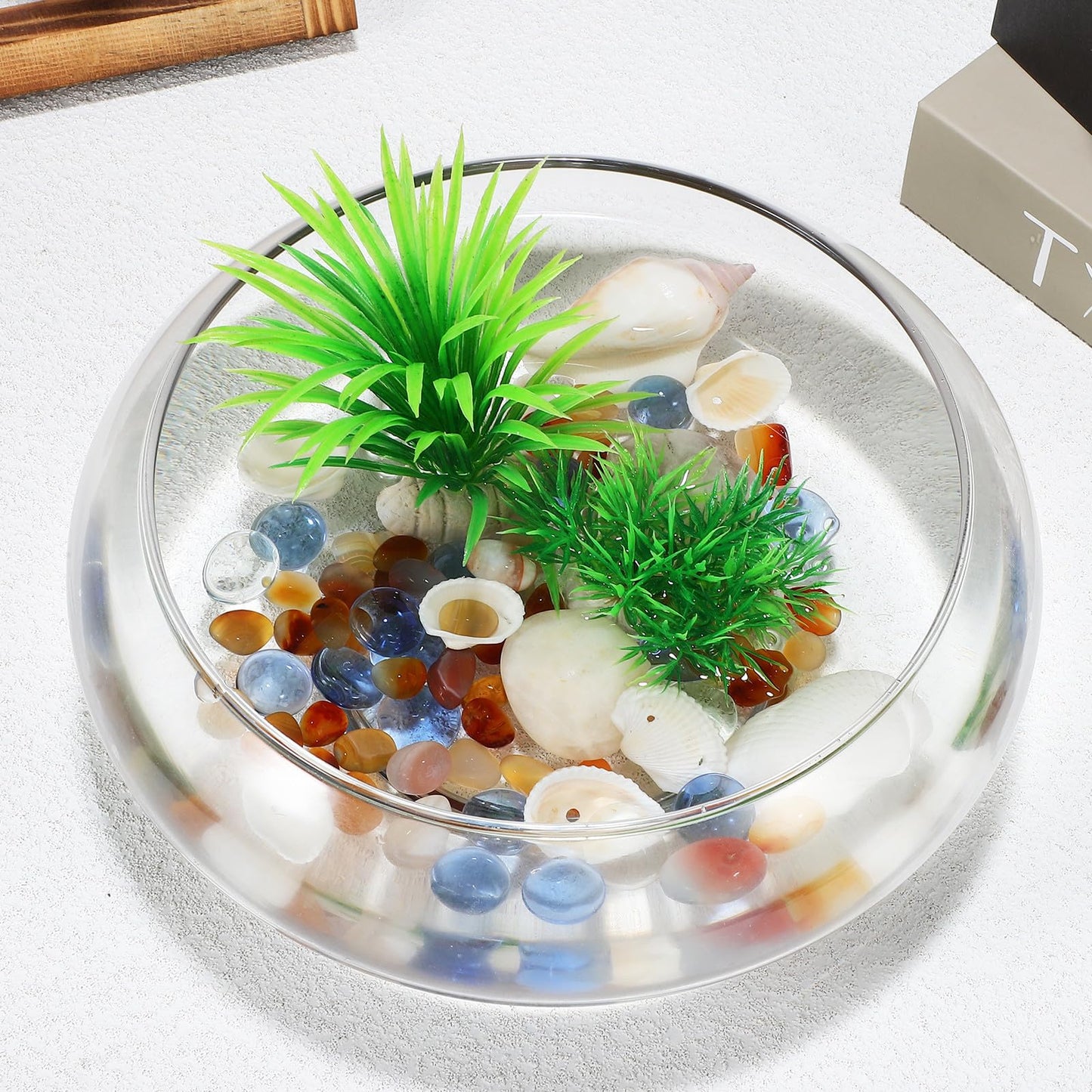 Gatuida 2pcs Glass Vase Bowls Clear Fish Bowls Wide Mouth Flower Vase Round Terrarium, Glass Hydroponic Planter Floral Container for Water Lily Plants Table Centerpiece