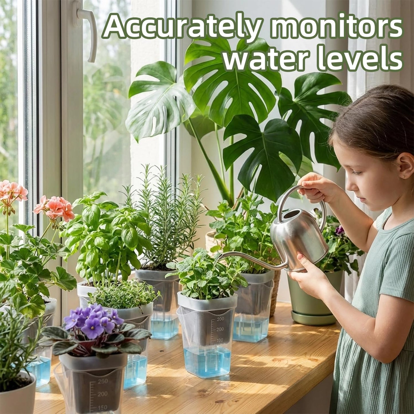 Addcean Self Watering Pots for Indoor Plants, 12pcs 2.5" Clear Plastic Planters Flower Pots for Cuttings, Seedlings, African Violets, Herbs, Mini Flowerpot with Measuring Cup & 12 Plant Labels