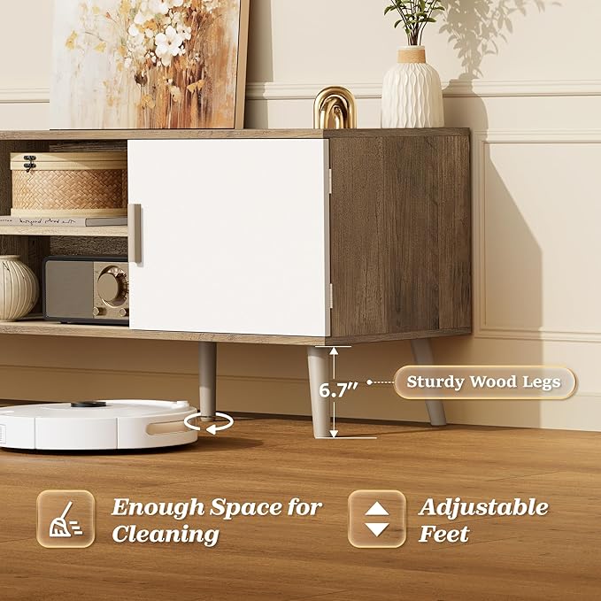SUPERJARE TV Stand for 55 Inch TV, Entertainment Center