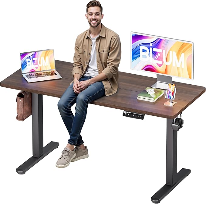 BIZUM Electric Standing Desk, 55x24 inches Height Adjustable Desk, Sit to Stand