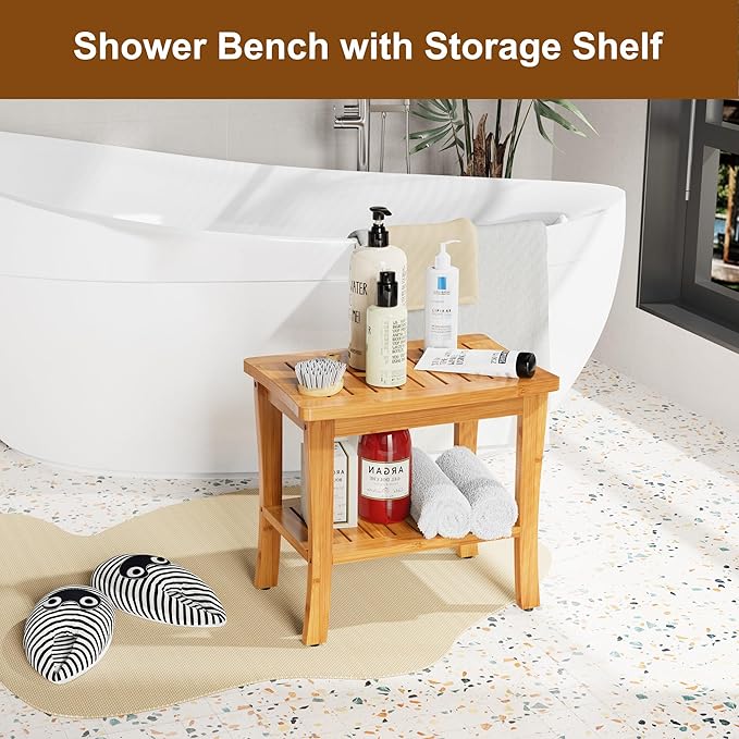 Large Bamboo Shower Bench Stool