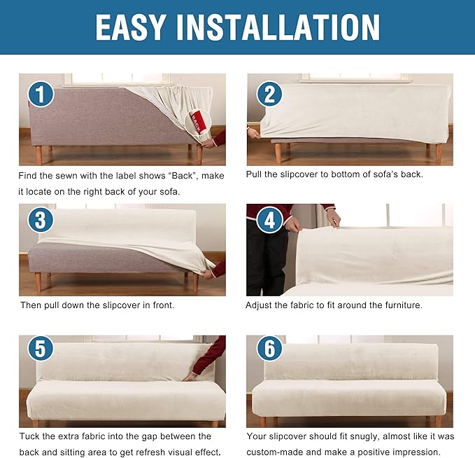 H.VERSAILTEX Real Futon Cover Armless Sofa Covers Sofa Bed Covers Stretch Futon