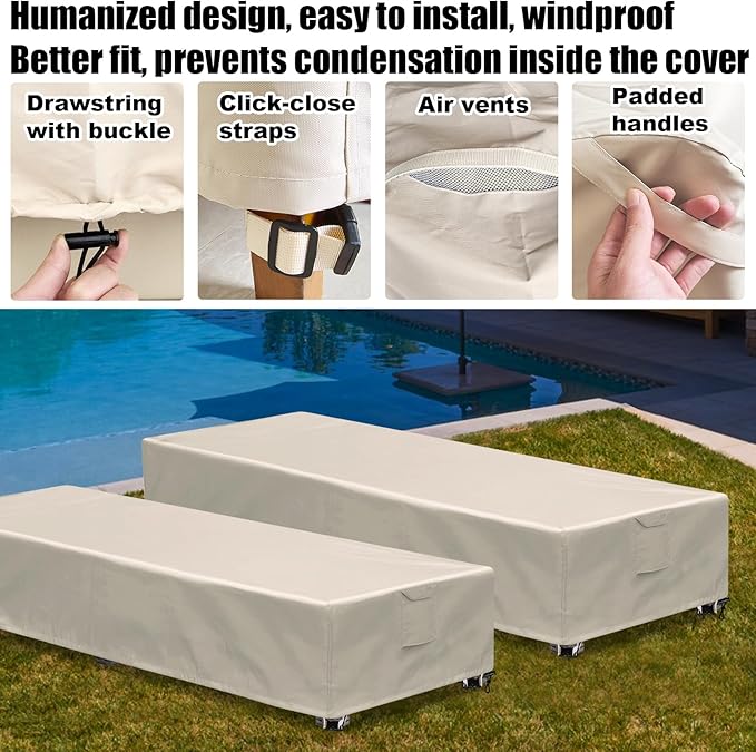 Outdoor Chaise Lounge Cover 1 Pack Patio Lounge Chair Covers Waterproof 600D