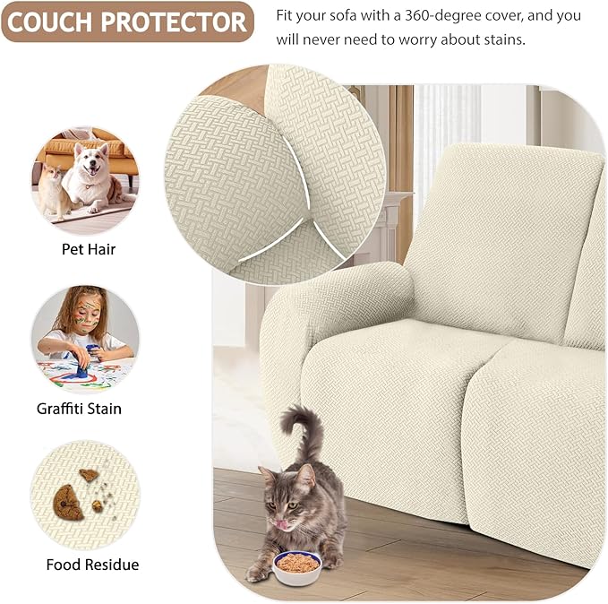 ALIECOM 100% Waterproof Recliner Sectional Couch Covers L Shape Stretch Corner