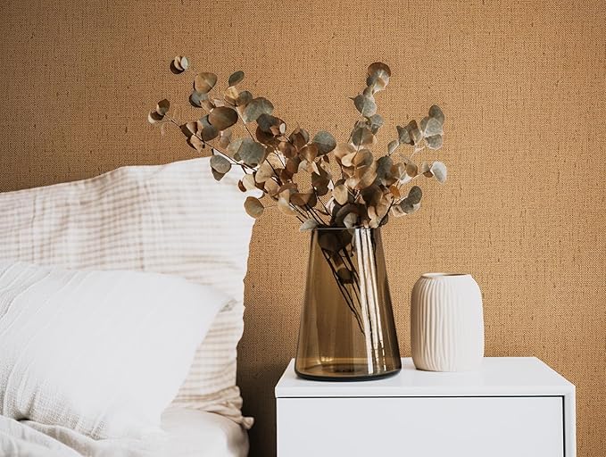 Brown Grasscloth Wallpaper Peel and Stick 393.7" Textured Brown Contact Paper