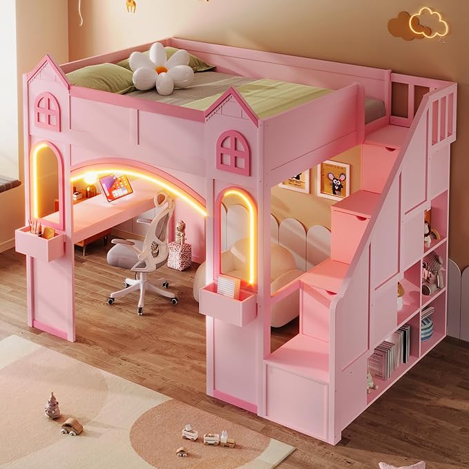 Princess-Themed Castle Loft Bed