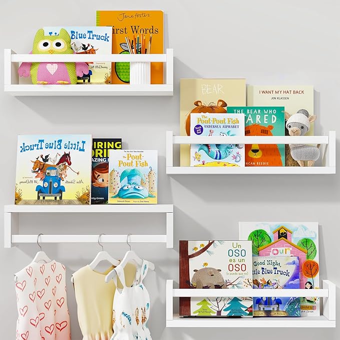 Fixwal Floating Book Shelves for Wall, 16.5 Inch Nursery Book Shelves for