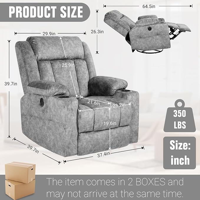 LEVELEVE Retro Rocking Recliner Chair, Massage Rocker Recliner Chair