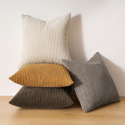 Topfinel Decorative Brown Throw Pillow Covers Cushion Cases, Set of 4 Soft Velvet Modern Double-Sided Designs Terracotta Home Decor ，Fall Style Throw Pillows 26x26 inches