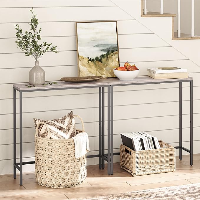 HOOBRO Narrow Console Table, 29.5" Small Entryway Table, Thin Sofa Table