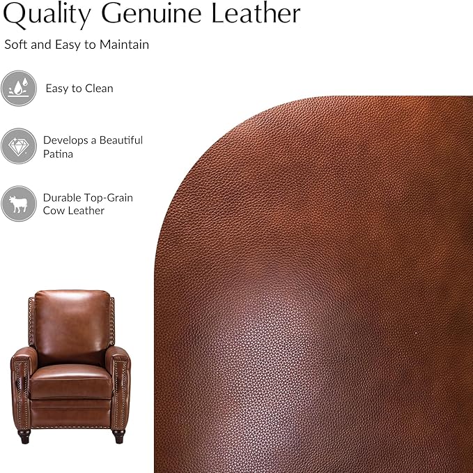 HULALA HOME Genuine Leather Manual Recliner Chairs Set of 2