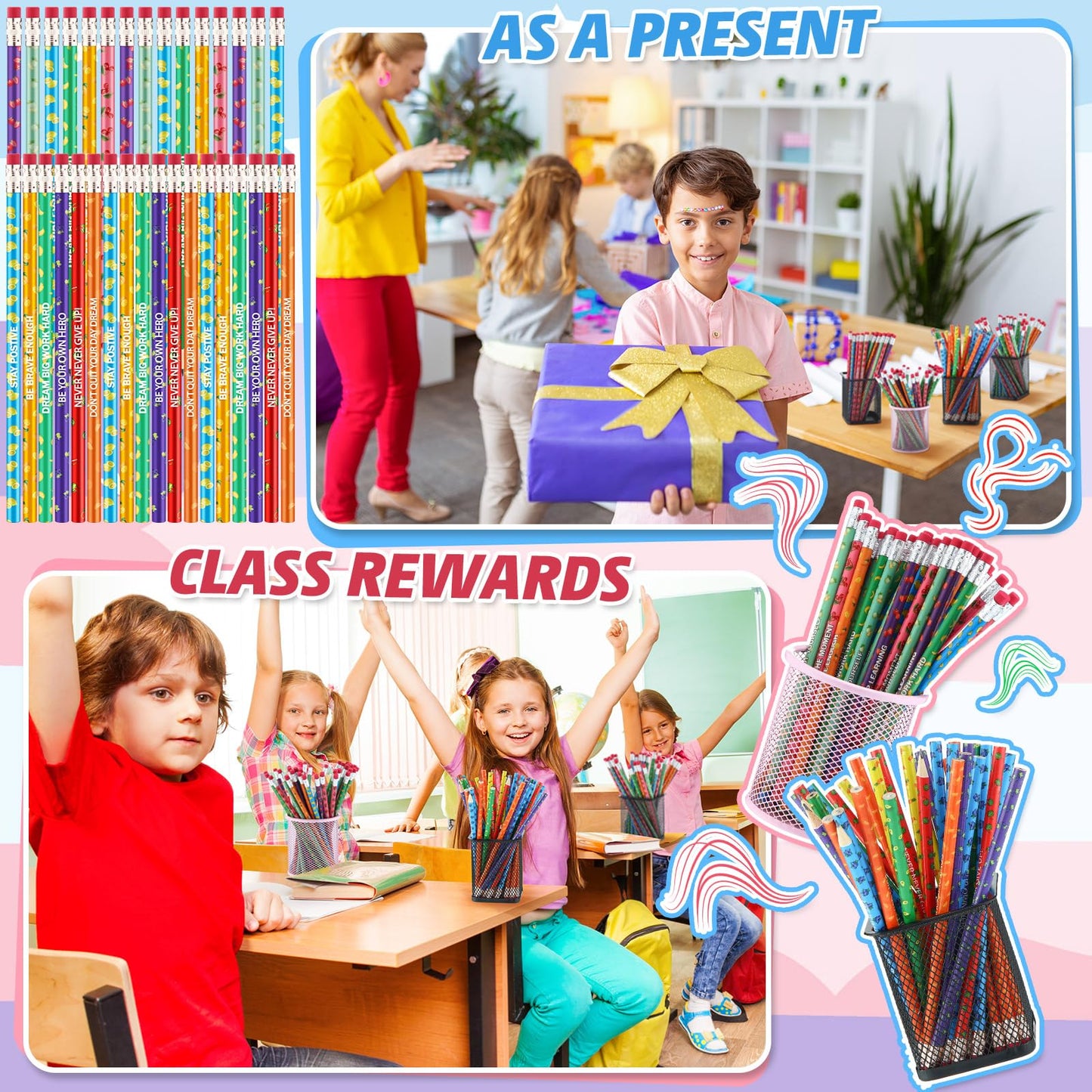 Gersoniel 240 Pcs Scented Pencils Bulk for Kids Inspirational Motivational Cute Fun Fruit Wood Graphite Pencils with Erasers for School Classroom Office Students Girls Boys Gifts Supplies