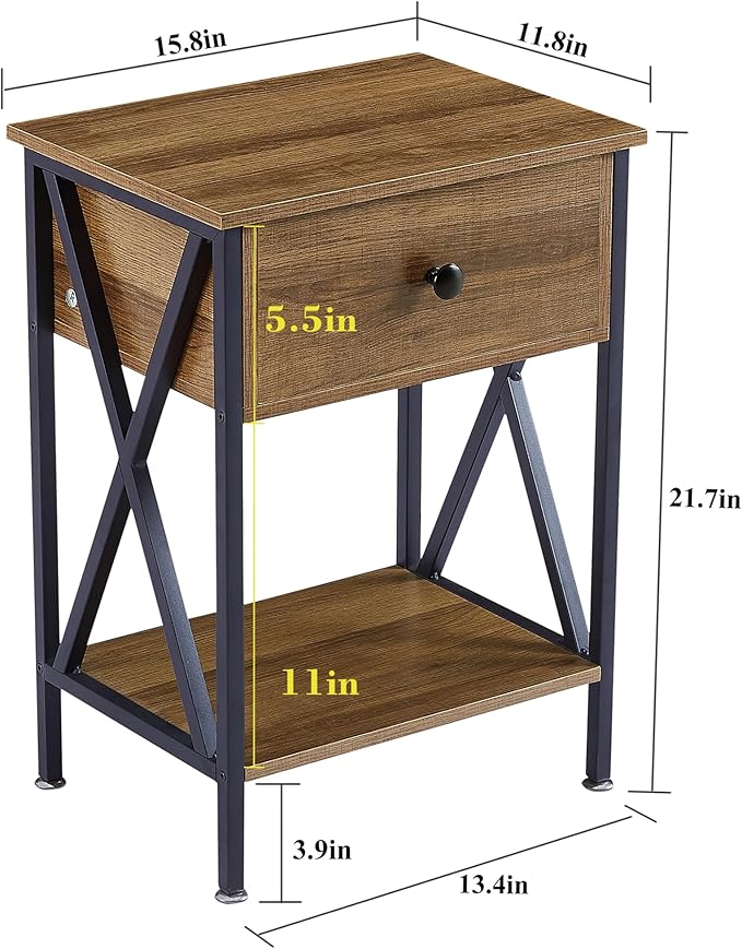VECELO Nightstands Set of 2, Modern Bedside End Tables, Night Stands