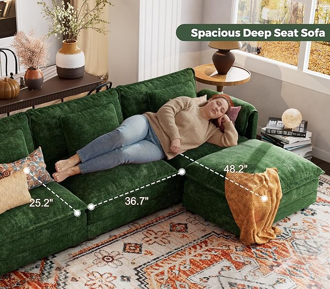 ELUCHANG Oversized 153" Modular Sectional Sofa, Comfy Cloud Couch, U Shaped