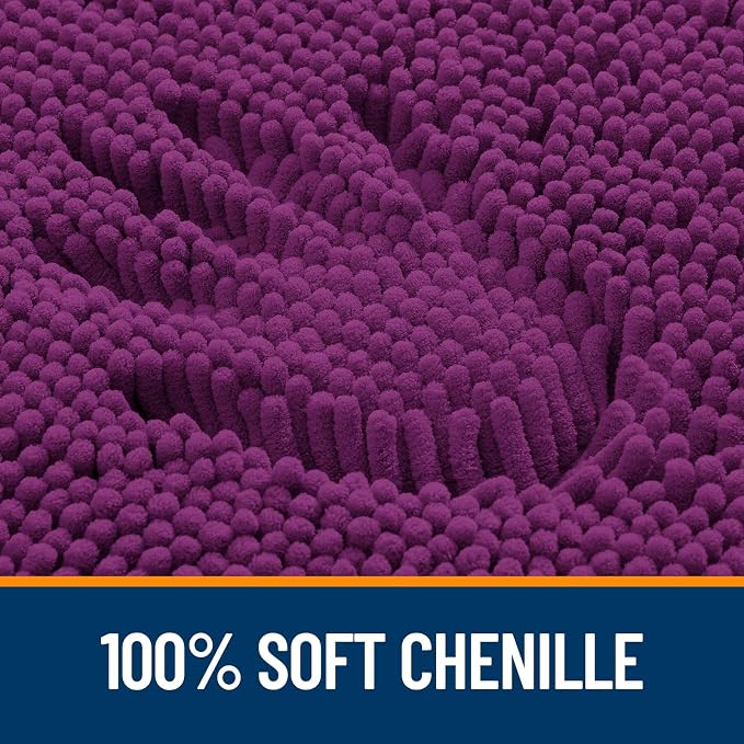 OLANLY Small Bathroom Rugs 24x16, Extra Soft Absorbent Chenille Bath Rugs, Rubber Backing Quick Dry, Machine Washable Bath Mats for Bathroom Floor, Tub and Shower, Home Decor Accessories, Purple