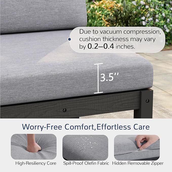 Stoog 6-Piece Patio Sectional Sofa Set, Modular Outdoor Furniture Set
