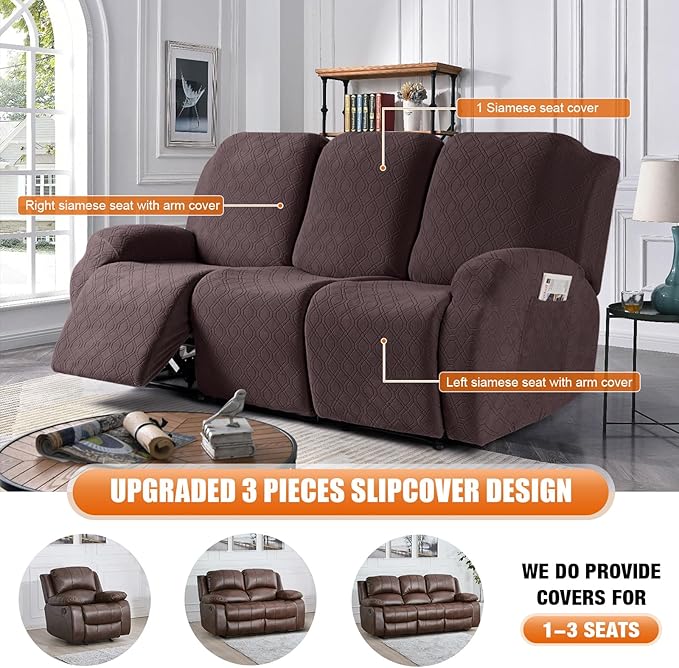 VANSOFY Recliner Cover, 3-Pieces Stretch Reclining Couch Covers