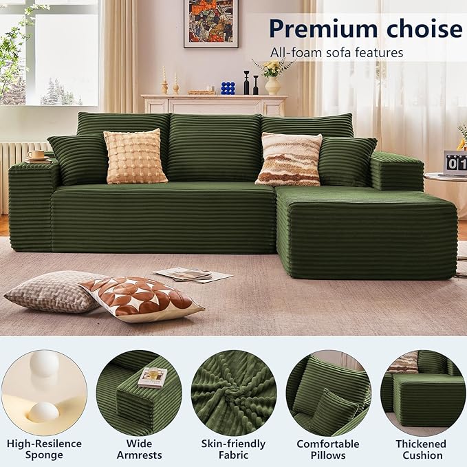 108" Modular Sectional Sofa, Sponge Sofa