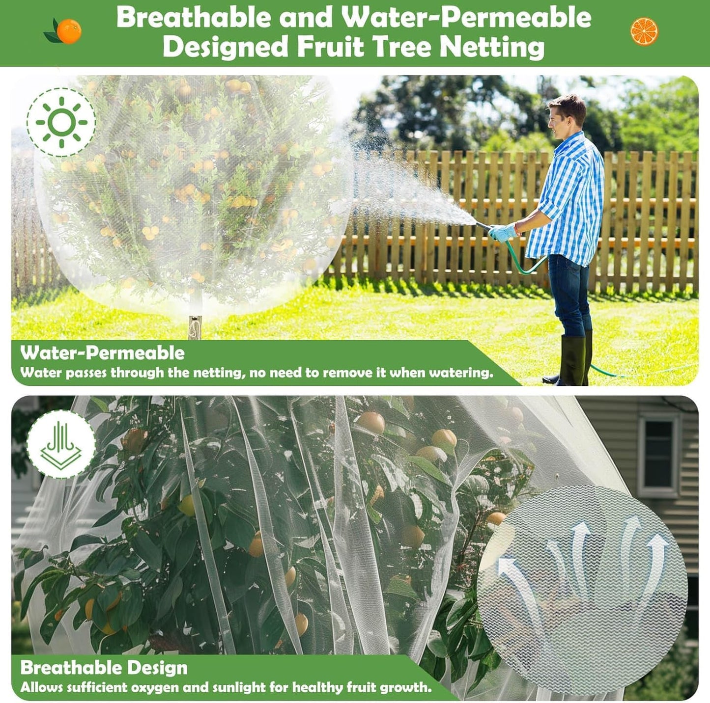 Tetutor 4PCS Fruits Tree Netting, 7.5 x 5.2 ft Large Ultra-Fine Mesh Tree Net for Cicadas with Drawstring,Bird Netting for Fruit Trees, Insect Mesh Neting for Garden Plants