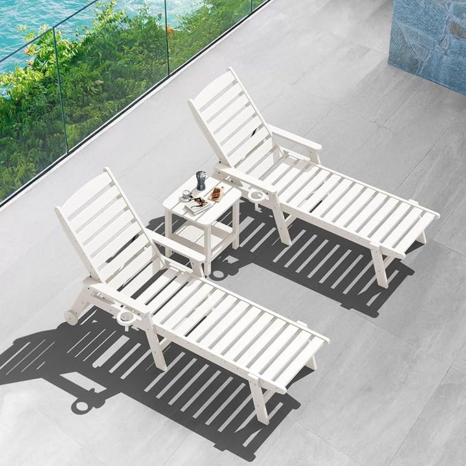 SERWALL Double Adirondack Side Table Set of 6, End Table- White